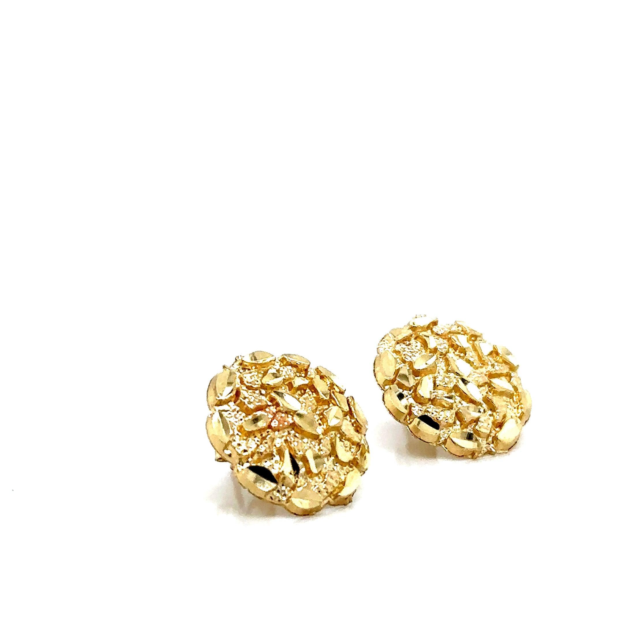 Gold Circle Nugget Earrings