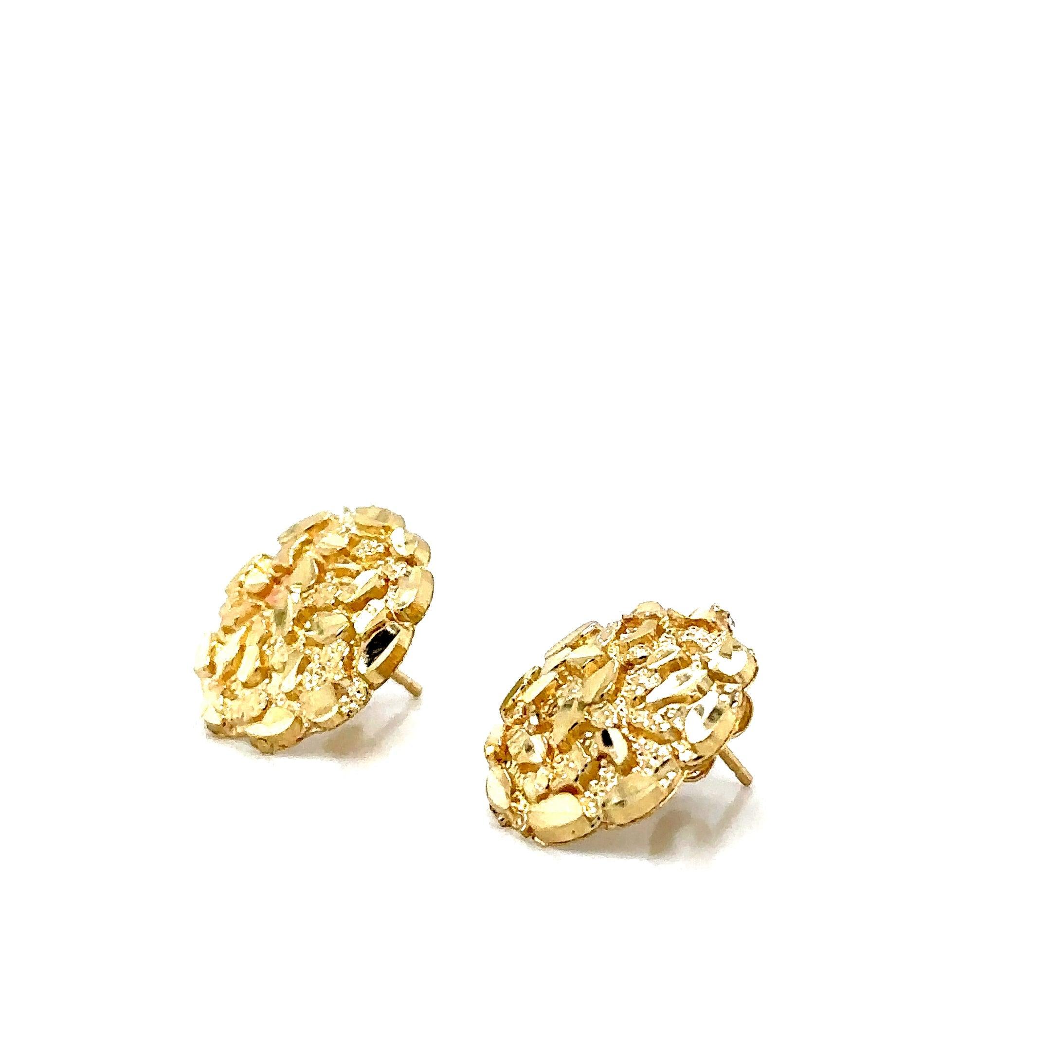 Gold Circle Nugget Earrings