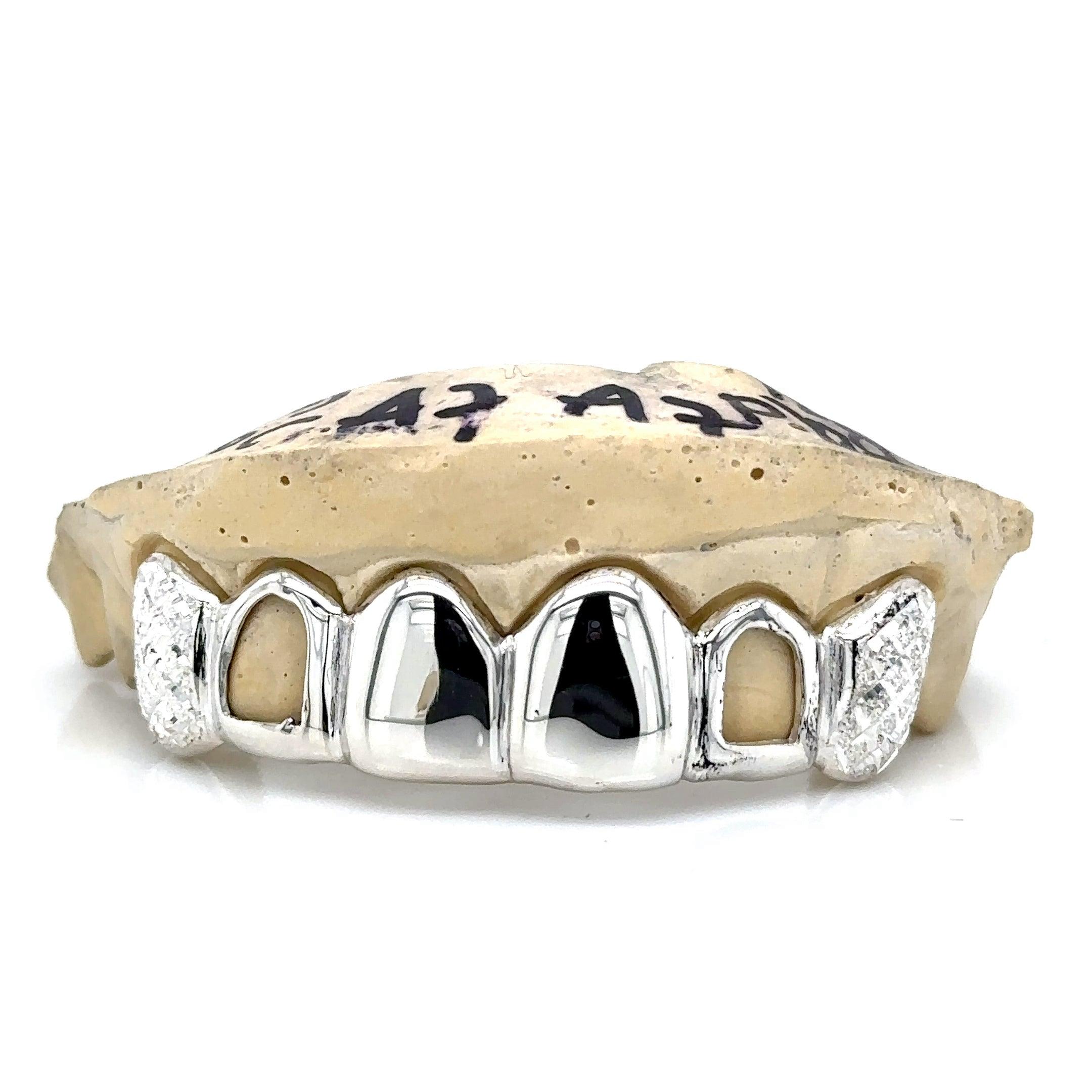 6pc Silver Snowflake Open Top Grillz