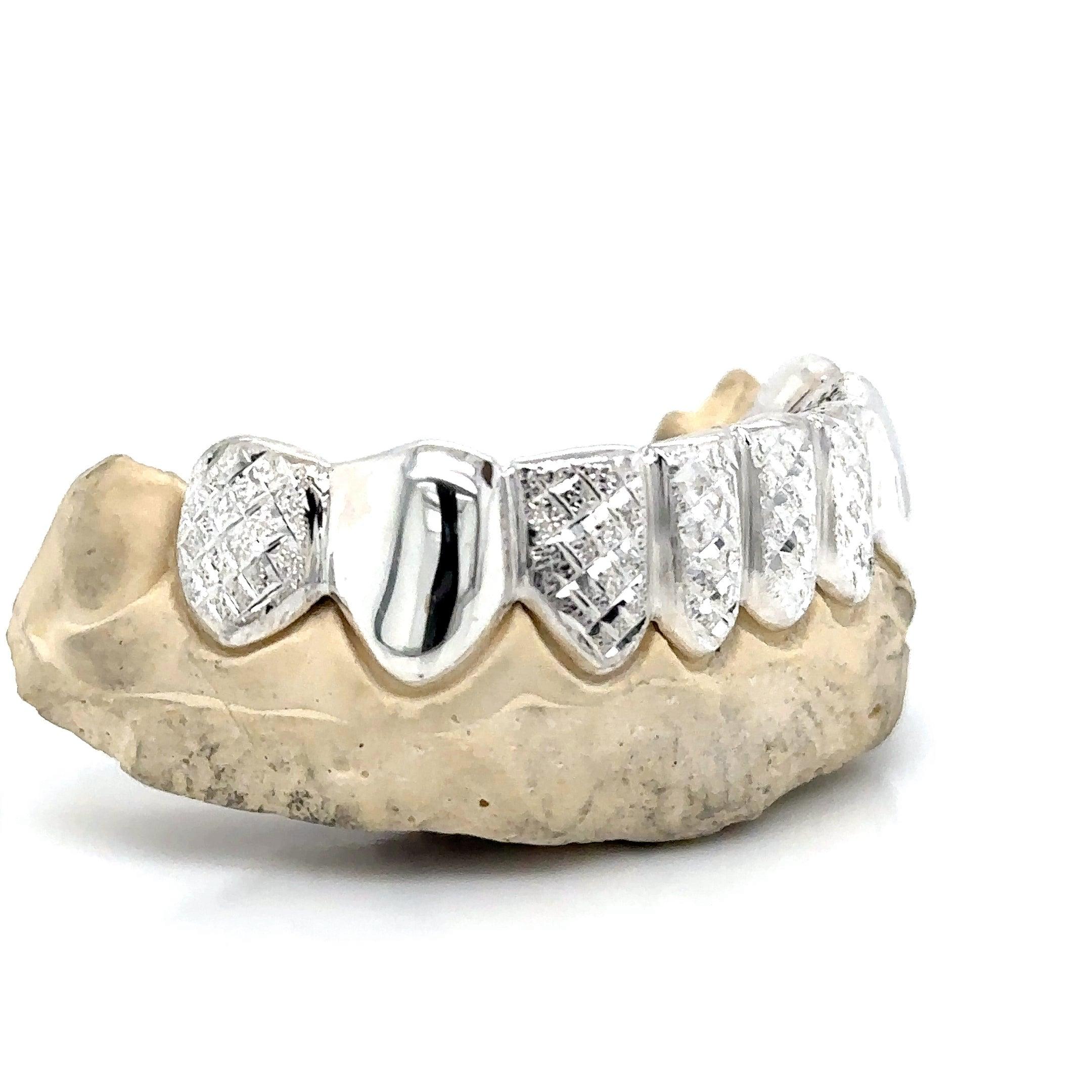 8pc Silver Snowflake Polished Grillz