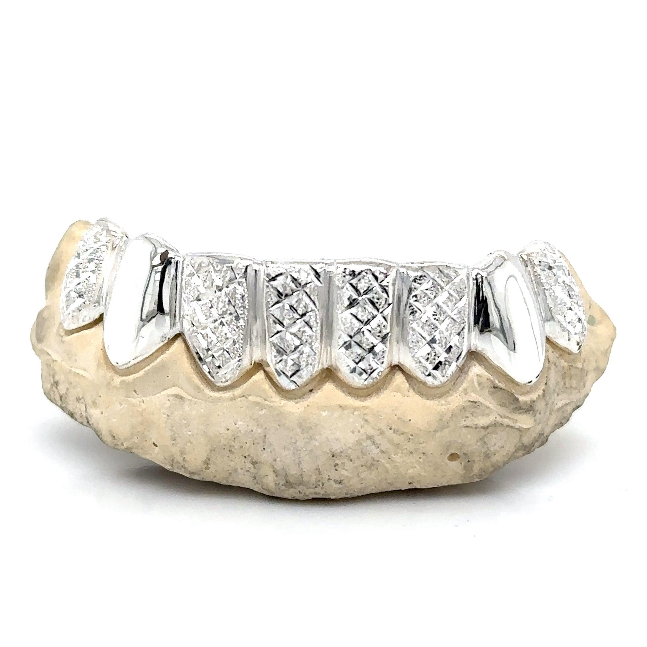 8pc Silver Snowflake Polished Grillz