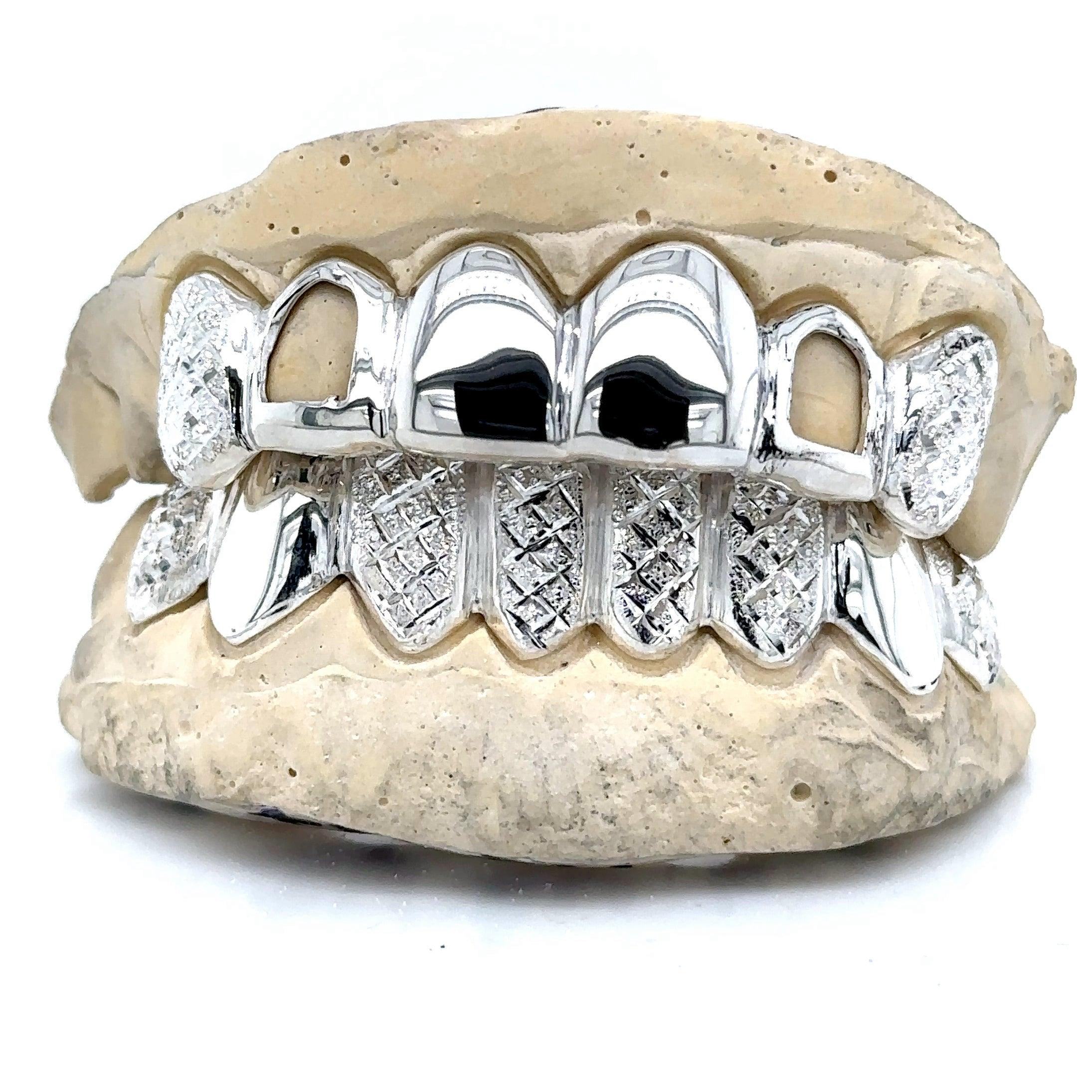 14pc Silver Snowflake Open Face Grillz