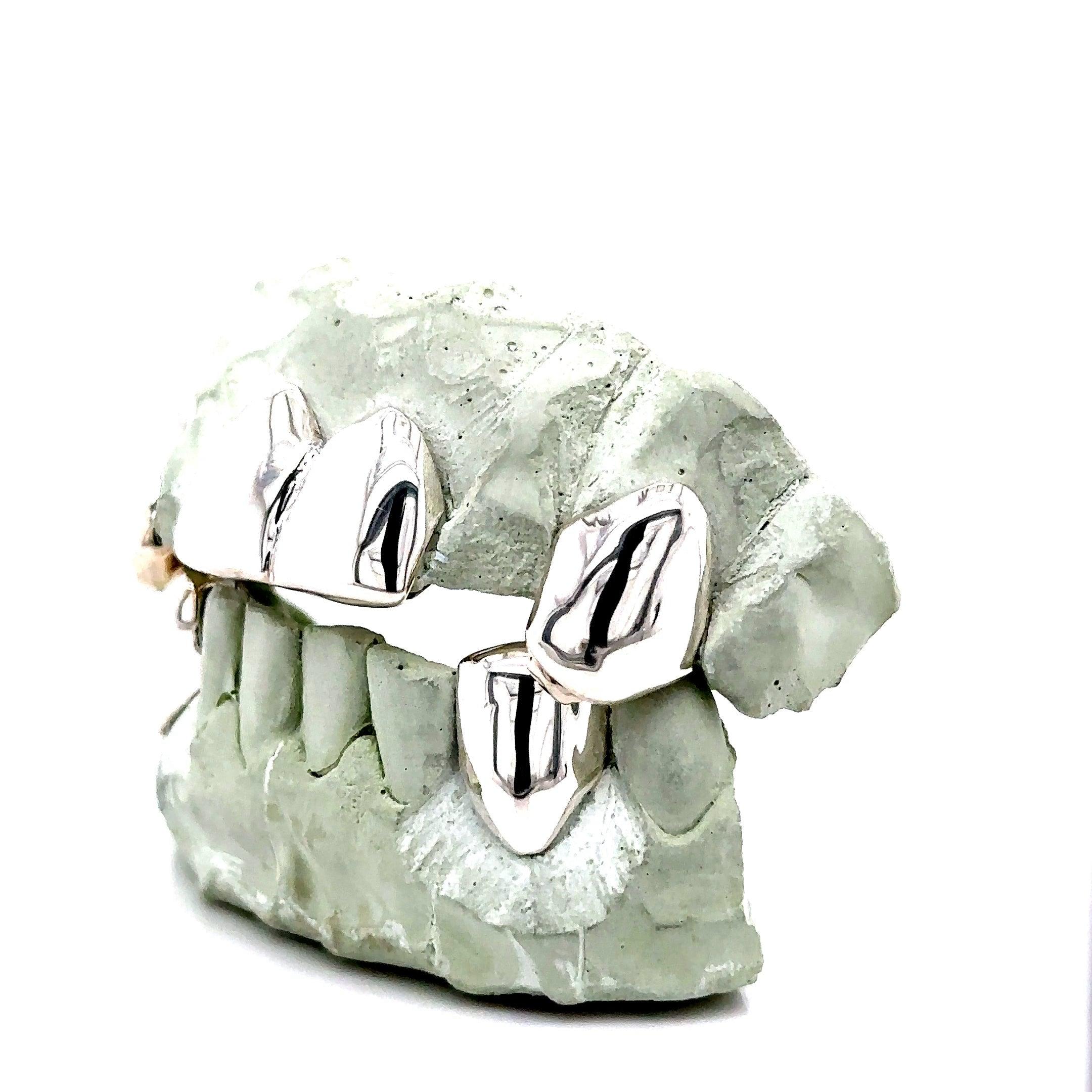 4 top 2 bottom Silver Grillz