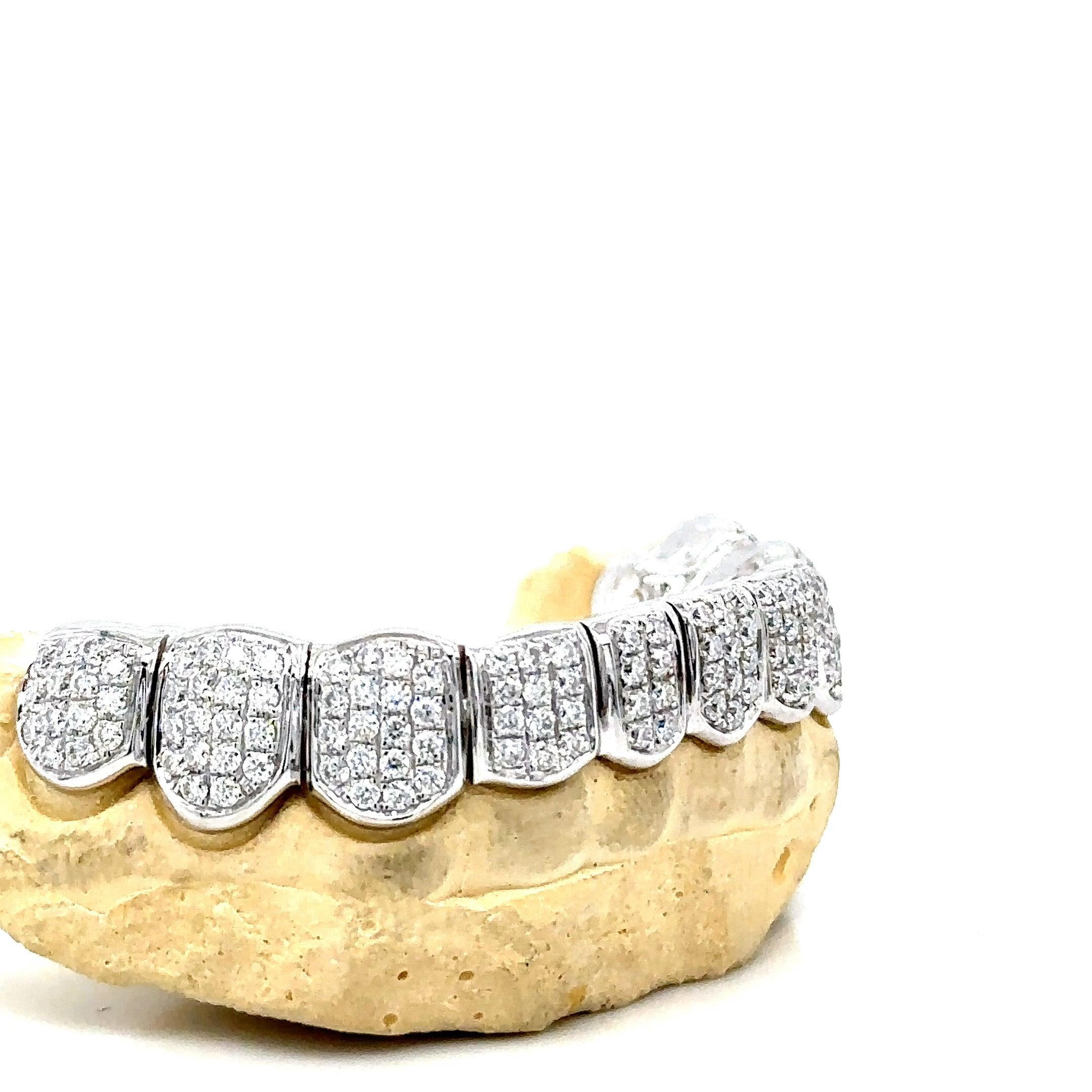 8pc White Gold Moissanite Bottom Grillz