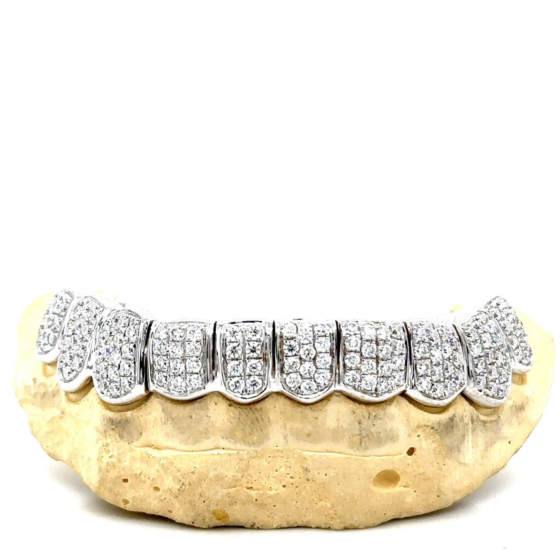 8pc White Gold Moissanite Bottom Grillz