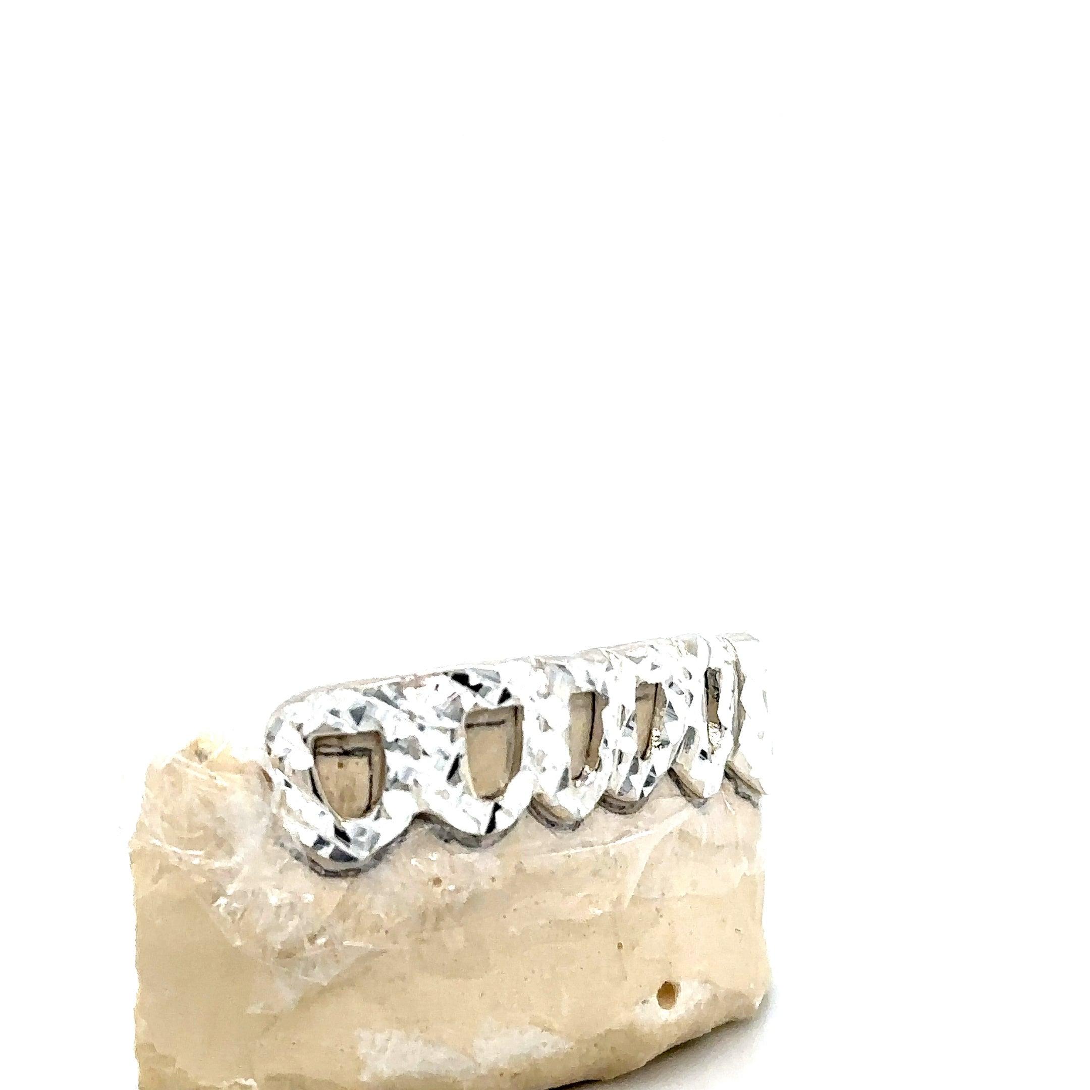 6pc Silver Open Face Snowflake Grillz