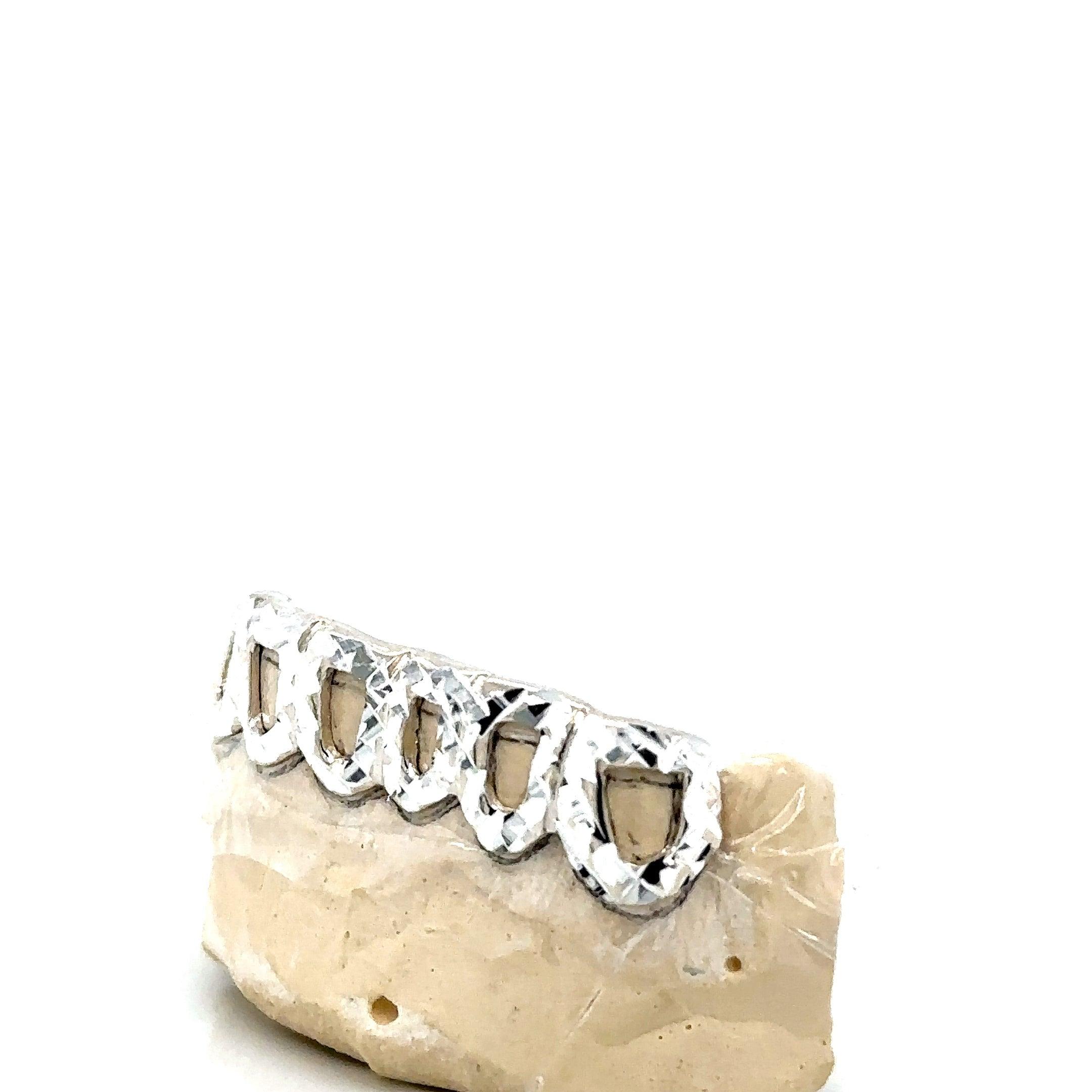 6pc Silver Open Face Snowflake Grillz