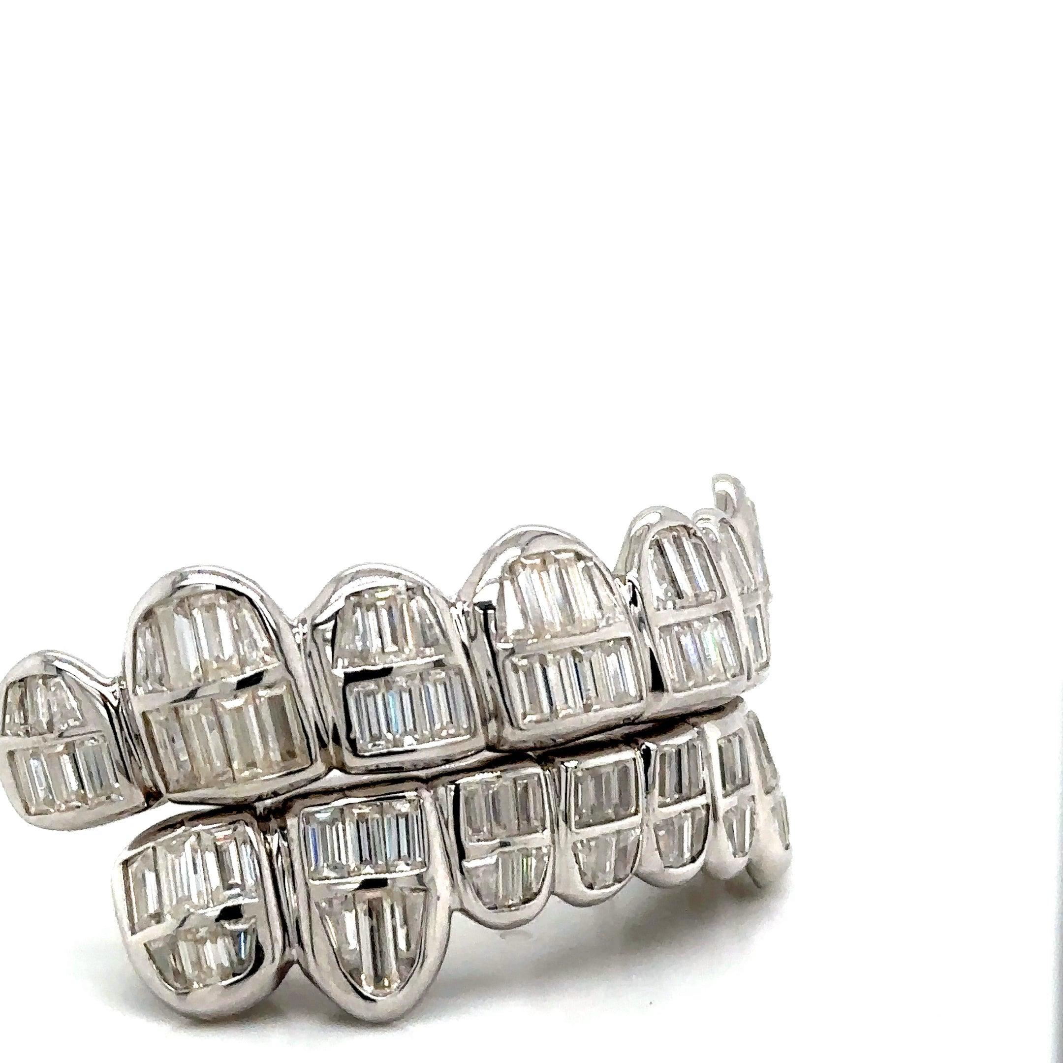 16pc Silver Baguette Moissanite Grillz