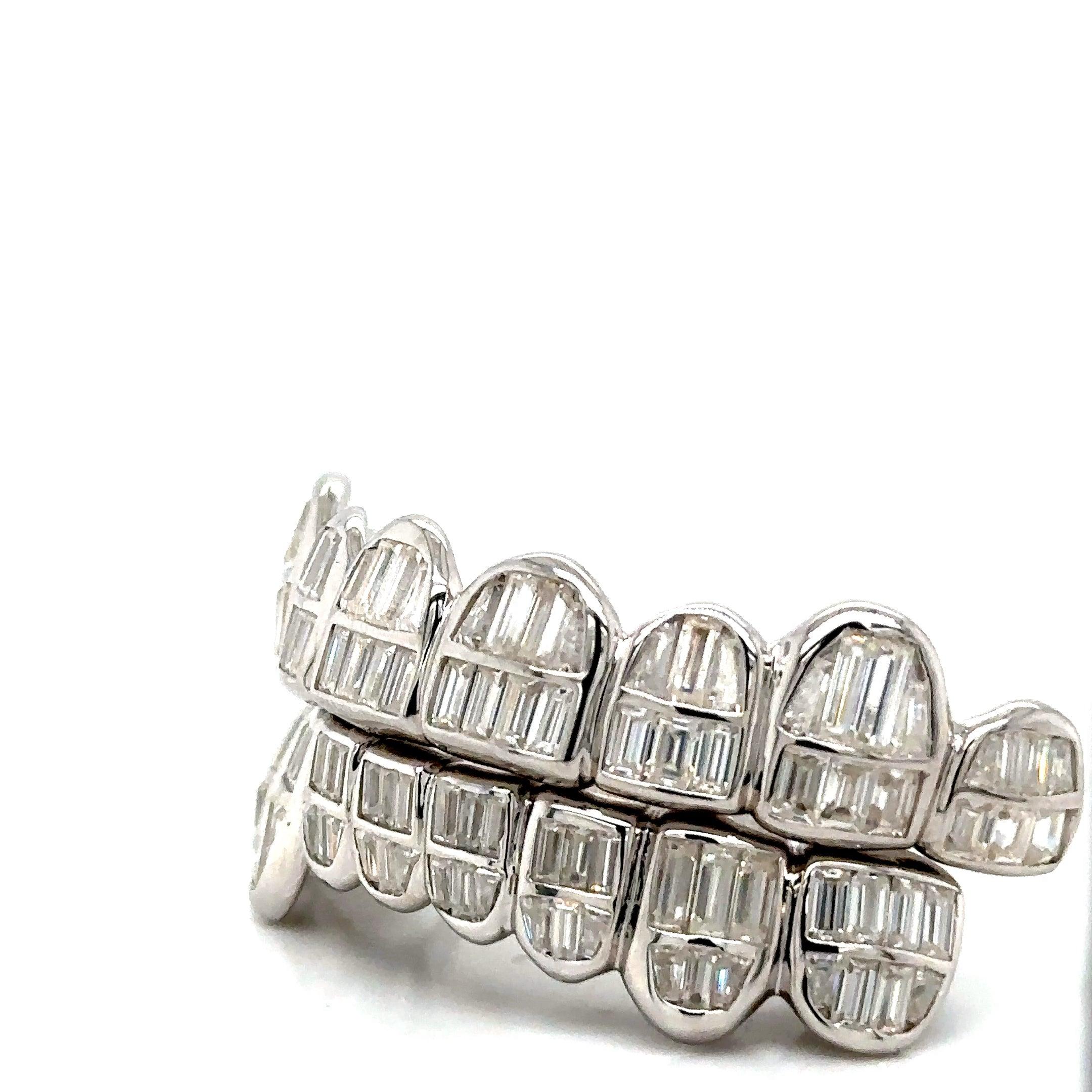 16pc Silver Baguette Moissanite Grillz