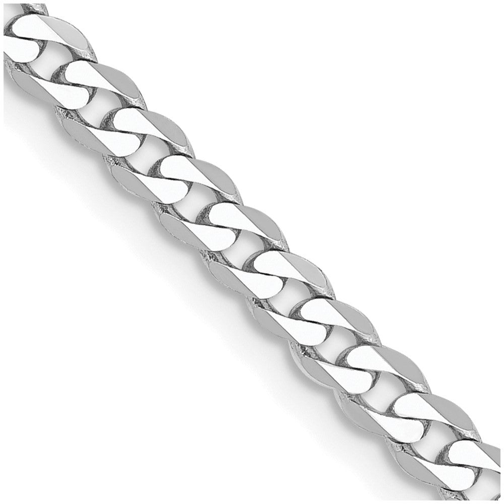 14K White Gold Flat Beveled Curb Chain — 2.9 mm