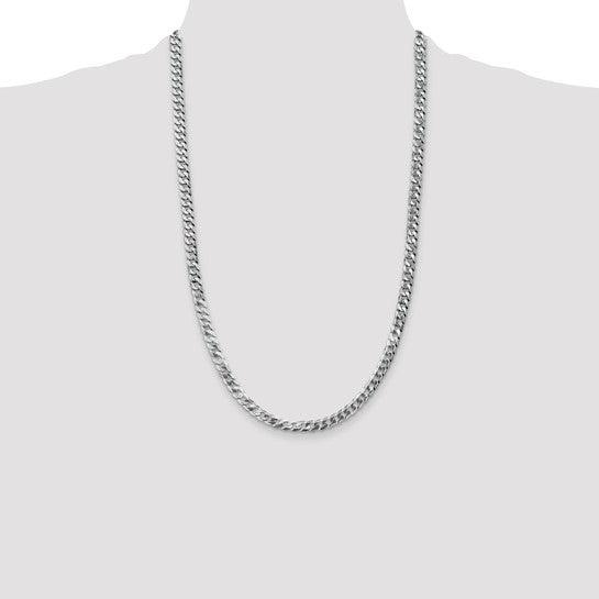 14k White Gold 4.75mm Flat Curb Chain