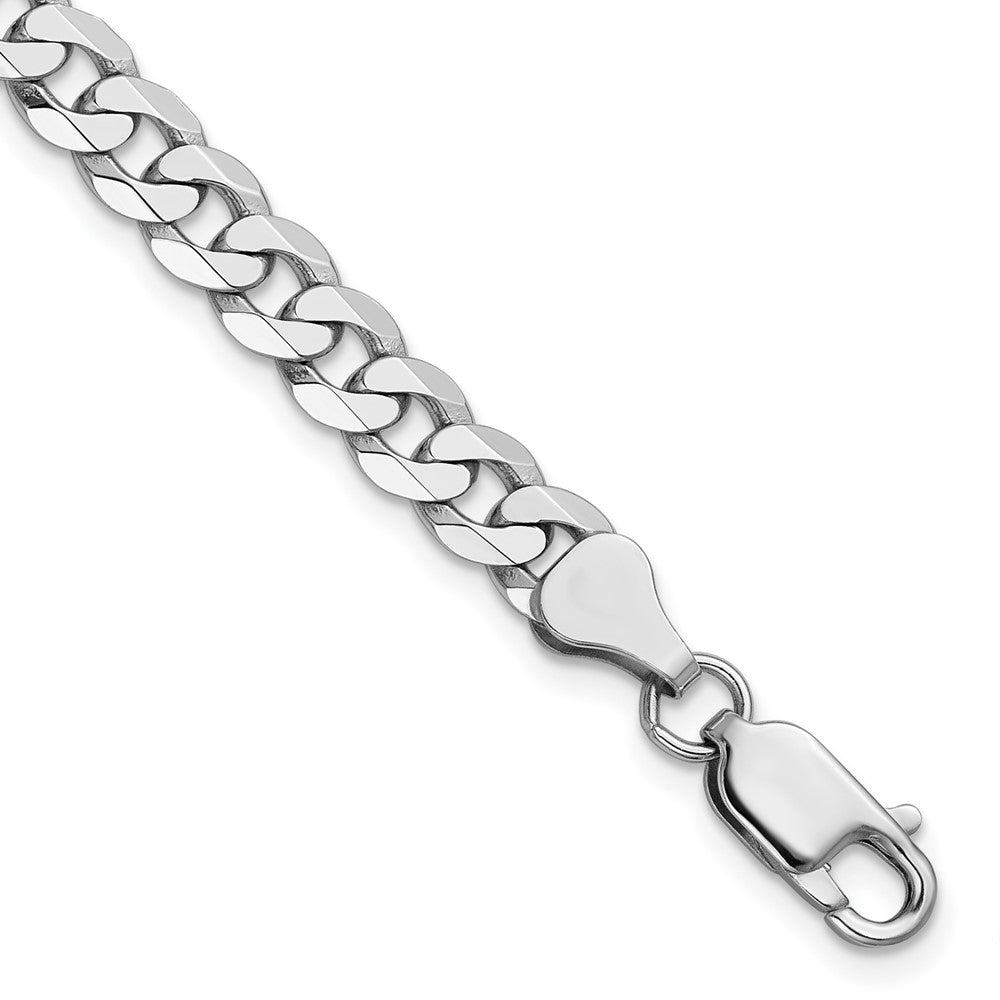 14K White Gold Flat Beveled Curb Chain — 6.25 mm
