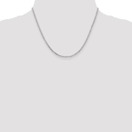 14k White Gold 2.25mm Flat Figaro Chain