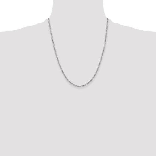 14k White Gold 2.25mm Flat Figaro Chain