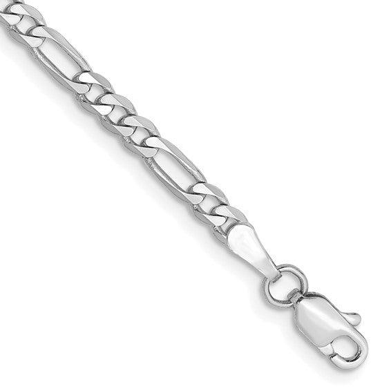 14k White Gold 3.0mm Figaro Bracelet