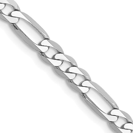 14k White Gold 4.0mm Flat Figaro Chain