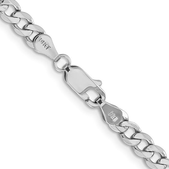 14k White Gold 4.5mm Flat Figaro Chain