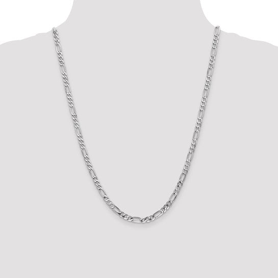 14k White Gold 4.5mm Flat Figaro Chain