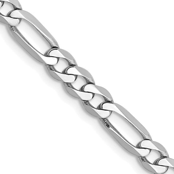 14k White Gold 4.5mm Flat Figaro Chain