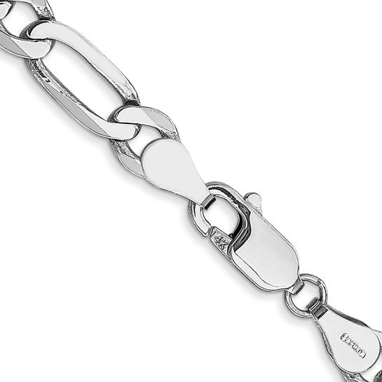 14k White Gold 5.5mm Flat Figaro Chain