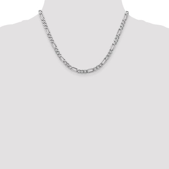 14k White Gold 5.5mm Flat Figaro Chain