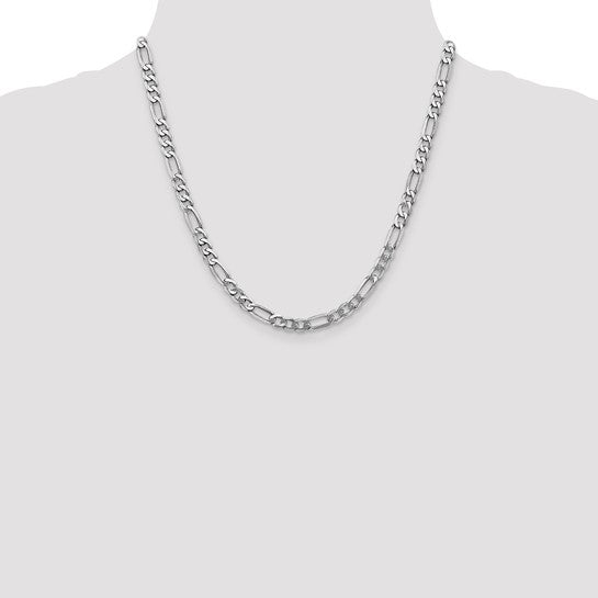 14k White Gold 5.5mm Flat Figaro Chain