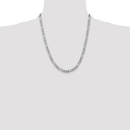 14k White Gold 5.5mm Flat Figaro Chain