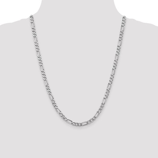 14k White Gold 5.5mm Flat Figaro Chain