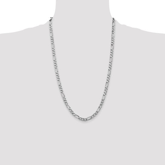 14k White Gold 5.5mm Flat Figaro Chain