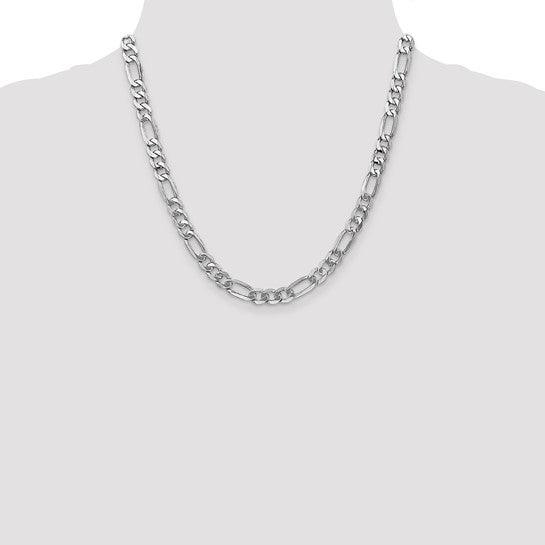 14k White Gold 7.0mm Figaro Chain