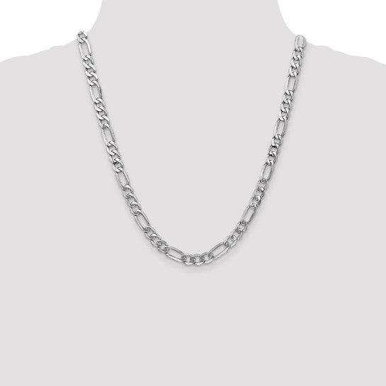 14k White Gold 7.0mm Figaro Chain
