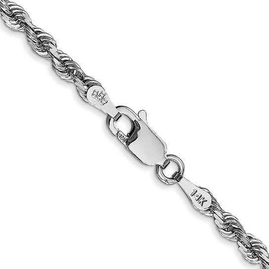 14k White Gold 3.0mm Diamond Cut Quadruple Rope Chain