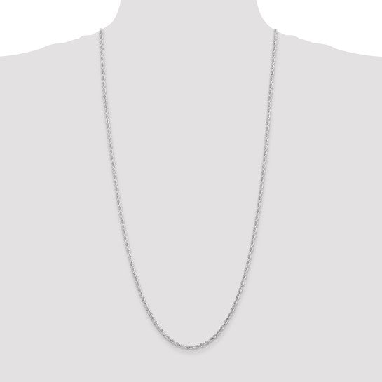 14k White Gold 3.0mm Diamond Cut Quadruple Rope Chain