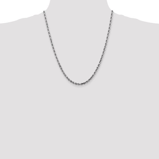 14k White Gold 4mm Diamond Cut Quadruple Rope Chain