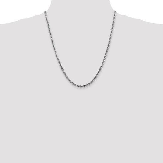 14k White Gold 4mm Diamond Cut Quadruple Rope Chain