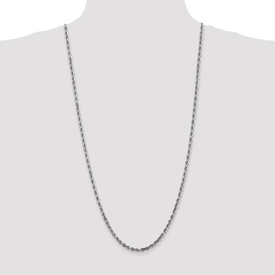 14k White Gold 4mm Diamond Cut Quadruple Rope Chain