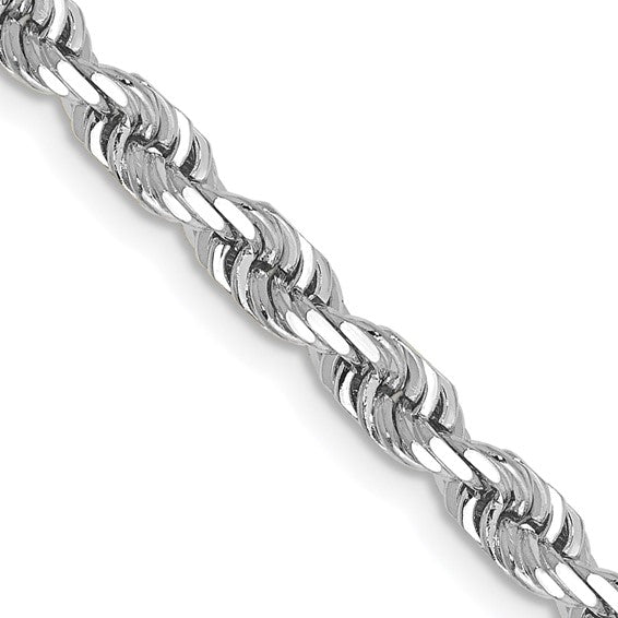 14k White Gold 4mm Diamond Cut Quadruple Rope Chain