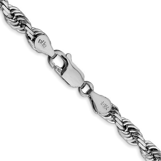 14k White Gold 4.5mm Diamond Cut Quadruple Rope Chain