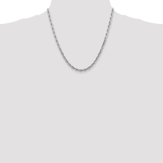 14k White Gold 4.5mm Diamond Cut Quadruple Rope Chain