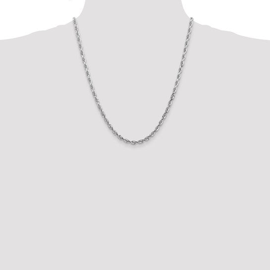 14k White Gold 4.5mm Diamond Cut Quadruple Rope Chain