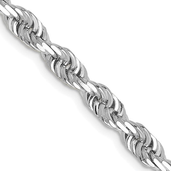 14k White Gold 4.5mm Diamond Cut Quadruple Rope Chain