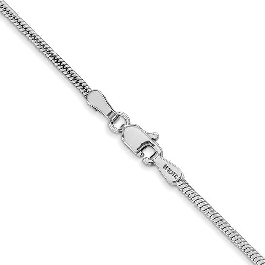 14k White Gold 1.6mm Round Snake Chain