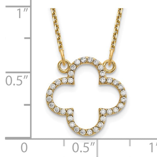 14ky Small Necklace Diamond Quatrefoil Necklace
