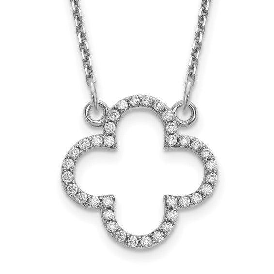 14ky Small Necklace Diamond Quatrefoil Necklace