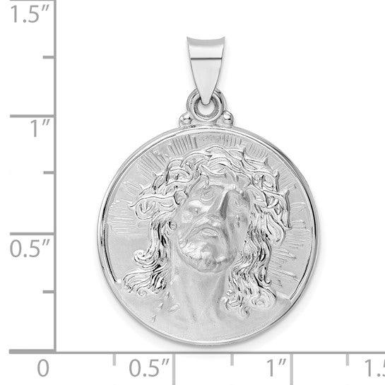 14k Polished and Satin Face of Jesus Medal Pendant
