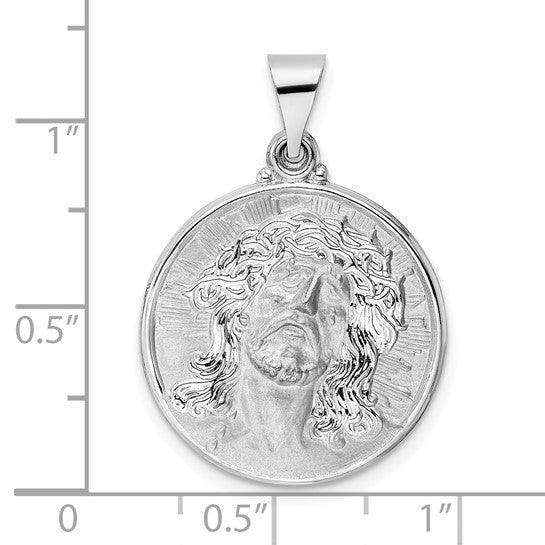 14k Polished and Satin Face of Jesus Medal Pendant