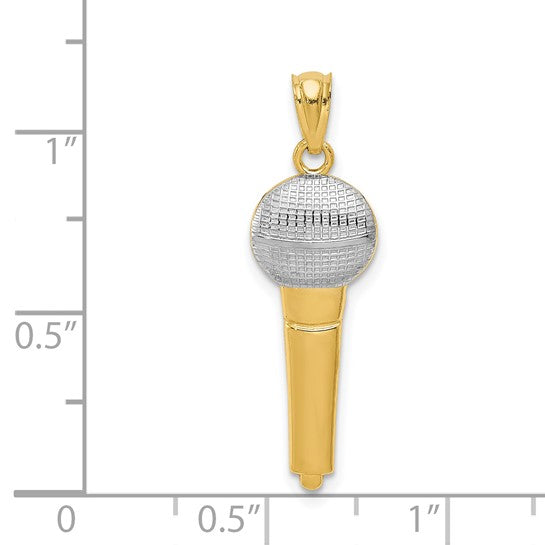 14k Two Tone Microphone Pendant