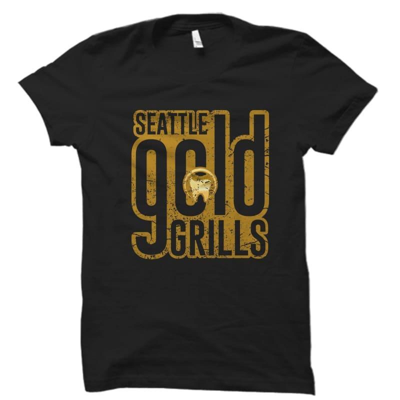 Black & Gold Seattle Gold Grills Tee Shirt - Seattle Gold Grillz