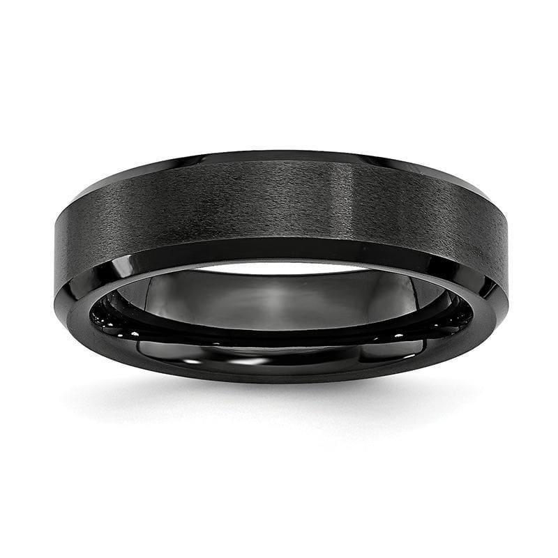 Black Ceramic Beveled Edge 6mm Brushed and Polished Band - Seattle Gold Grillz