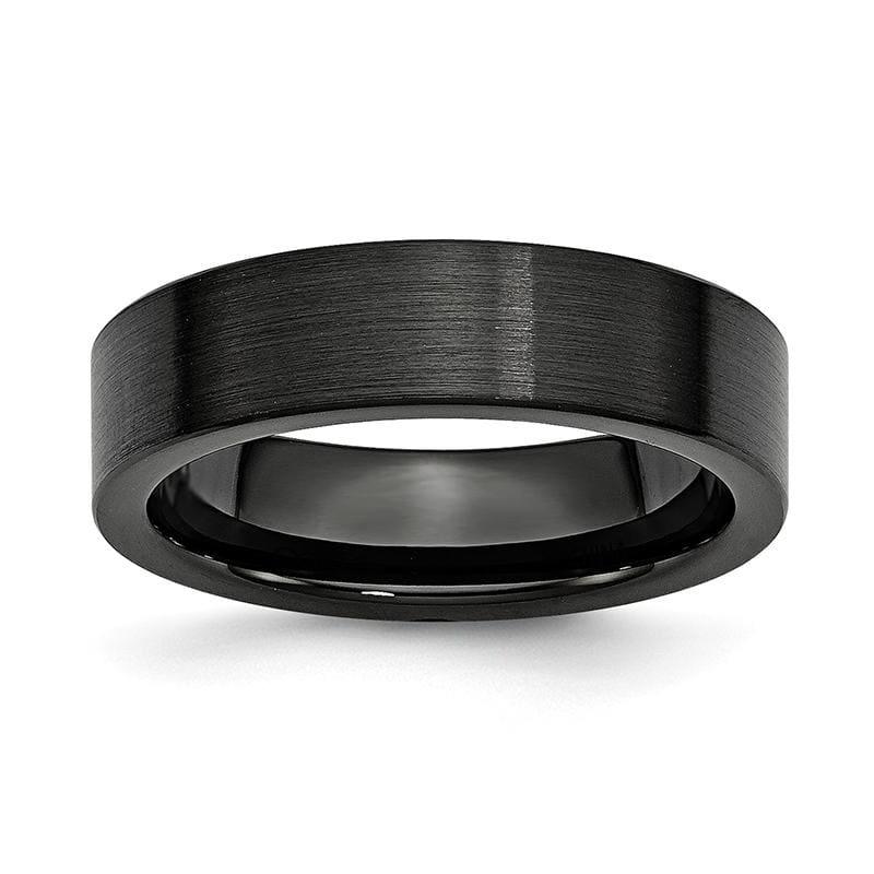 Black Ceramic Flat 6mm Brushed Band - Seattle Gold Grillz